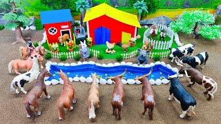 Top creative diy miniature Cattle Farm  Farm House for Cow Horse Pig  Barn Animals Diorama