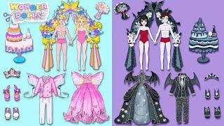 BUTTERFLY and VAMPIRE WEDDINGS - PAPER DOLLS DRESS UP HANDMADE PAPER CRAFTS