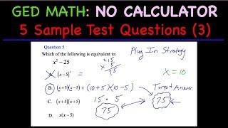 GED Math 5 NO CALCULATOR Sample Test Questions 3