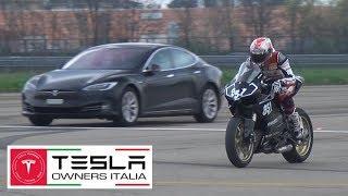 Tesla vs Tuned GT-R R35 vs Ducati 1199 Panigale - Drag Racing Accelerations on Airstrip