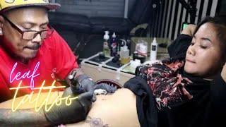 Tipis-tipis aja ya bang  leaf tattoo on feminine
