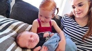 Adley meets Baby Brother  so adorable