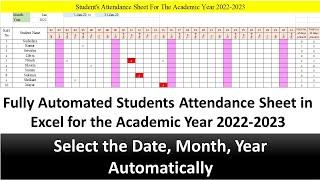How To Create Fully Automated Attendance Sheet in Excel  Change the Month & Days Automatically