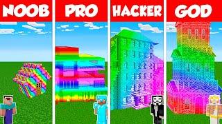 Minecraft Battle NOOB vs PRO vs HACKER vs GOD RAINBOW SPECTRITE HOUSE BUILD CHALLENGE  Animation