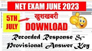 Download Recorded Response and Answer Key  Latest update UGC NET Exam June 2023