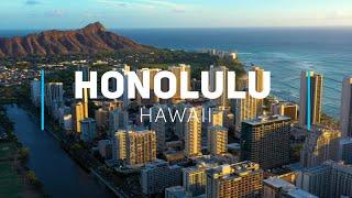 Honolulu the capital city of Hawaii  4K drone footage