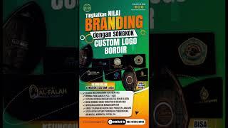 Salah satu cara branding dengan songkok custom logo bordir.