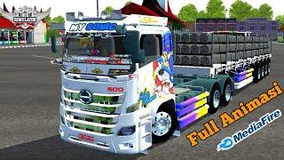 Keren Mod Truk Trailer Hino 500 Sonic Full Animasi Dan StroboMod Bussid