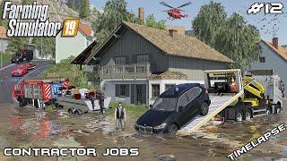 RESCUING vehicles from FLOODED AUTOBAHN  Contractor Jobs  Farming Simulator 19  Episode 12