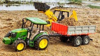 JCB Backhoe Loader Loading Mud Work By John deere tractor  tractor video  bommu kutty 