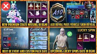  Premium Crate MISSING in BGMI  Next UC event  A10 Royal pass VEHICLE Skin  LUCKY SPIN DATE