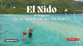 Philippines Travel Vlog  El Nido Tour B  A beach sandbar and cave - ALL EMPTY? Peppy Travel Girl