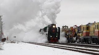 Steam locomotive P36 0120 with a retro train.