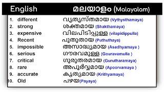 100 Useful Words In English and Malayalam  English With Jintesh  Adjectives