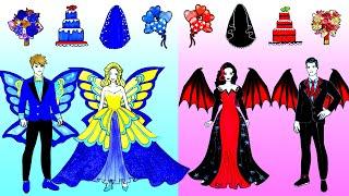 Paper Dolls Dress Up - Butterfly And Vampire Wedding Handmade Paper Craft - Woa Doll Channel