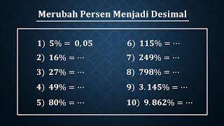 Cara cepat dan tepat merubah persen menjadi pecahan desimal