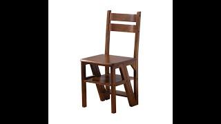 Wooden Folding Library Ladder Chair Kitchen Furniture Step Ladder School Convertible Ladder Chair