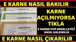 E Karne Nasıl Bakılır? E Karne Pop Engelleyici Nasıl Kaldırılır? E Karne Çıkmıyor ise Tıkla Öğren