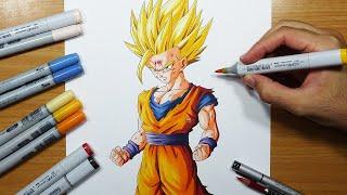 How To Draw Gohan Super Saiyan 2 - Step By Step Tutorial  The 100th Tutorial