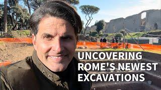 Digging for ancient levels of Via Appia inside Rome