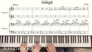 L. Cohen Hallelujah for EASY Piano four-hands