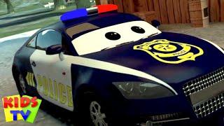 Carro de Polícia e Caminhão de Reboque Vídeo Animado para Crianças