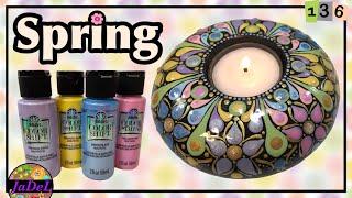 Springtime Mandala Tea Light Candle Holder  Pastel Color Shift by Folk Art