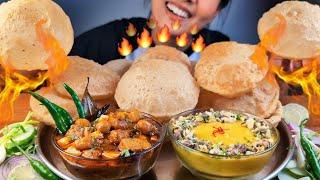 COOKING & EATING SPICY CHOLE WITH PURI & AAMRASS  CHOLE WITH PURI EATING  AAMRASS WITH PURI ASMR