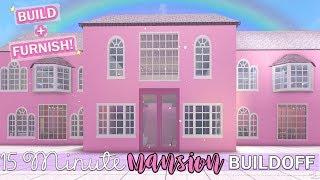 15 MINUTE BLOXBURG MANSION BUILDOFF CAN WE BUILD & FURNISH A MANSION IN 15 MINUTES?