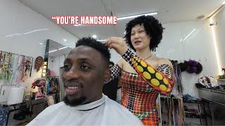 Is This Cute Chinese Girl Barber try to win my heart? She Gave Me New Haircut  Experience 