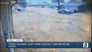 Home surveillance video shows speed of Waverly flooding