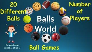 Different types of ballsindoor and outdoor game ballsBalls World players in ball game-Kids Entry.