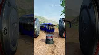 Mix Color Buses & Cargo Truck vs Bollard Crash #shorts #beamngdrive #bus