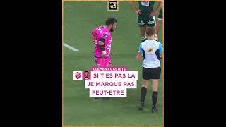 TOP 14 - J14 Léchange sympa entre larbitre M. Rousselet et Clément Castets sur un essai refusé