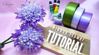 DIY scabiosa how to make satin ribbon flower easy