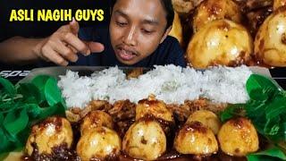 asli ngalimèd ini mah  mukbang telor balado bumbu kuning + lalaban mentah + nasi biki nagih