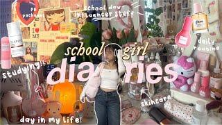 DAY IN MY LIFE  content creator A+ student grwm for school my routines makeup skincare.. VLOG