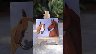 Painting 2 adorable Horses on a mini Canvas ️ #shorts #acrylicpainting #art #satisfying #fyp