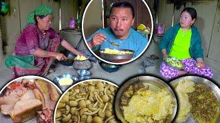 Pork & Jungle Mushroom Recipe Cooking & Eating in village  eating vlog village  local village food