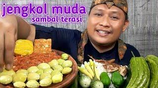 LALAP JENGKOL MUDA MENTAH SAMBAL TERASI IKAN ASIN PEDA PARE MENTAH MUKBANG MAKANAN KHAS SUNDA