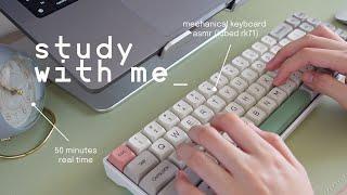 study with me ‍ mechanical keyboard typing asmr modded rk71  50 min real time no midroll ads