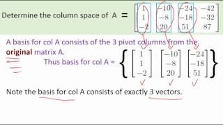 A quick example calculating the column space and the nullspace of a matrix.