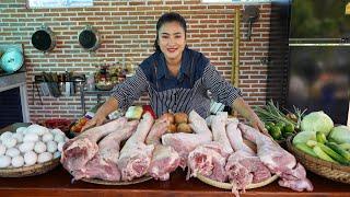  10 huge pork legs  Yummy pork legs cooking with country style - Cooking with Sreypov