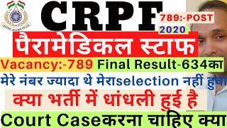 CRPF Paramedical Staff Final Result 2024 CRPF Paramedical Staff Court Case 2024 CRPF Vacancy Fraud
