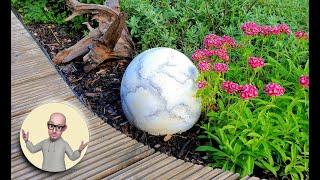 How to make a Concrete Garden Sphere DIY Cement Garden Design - build a fake marble  granite ball