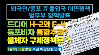 드디어 H-2 F-4 동포비자 통합추진?...법무부 新출입국·이민정책 추진안 발표