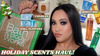 BATH & BODY WORKS HUGE HAUL  NEW HOLIDAY SCENTS BODYCARE CANDLES & MORE  AMY GLAM 