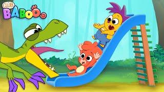 Club Baboo  LONG 1 HOUR VIDEO  Going down the slide at the playground  Learn Dinosaur Names