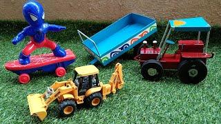mini tractor and jcb and Spiderman video Kiran Toys world