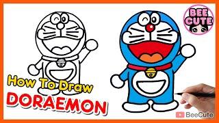 สอนวาดตัวการ์ตูนโดราเอมอนแบบง่ายๆ ช้าๆ ทีละขั้นตอน  How to draw Doraemon Easy  ドラえもん